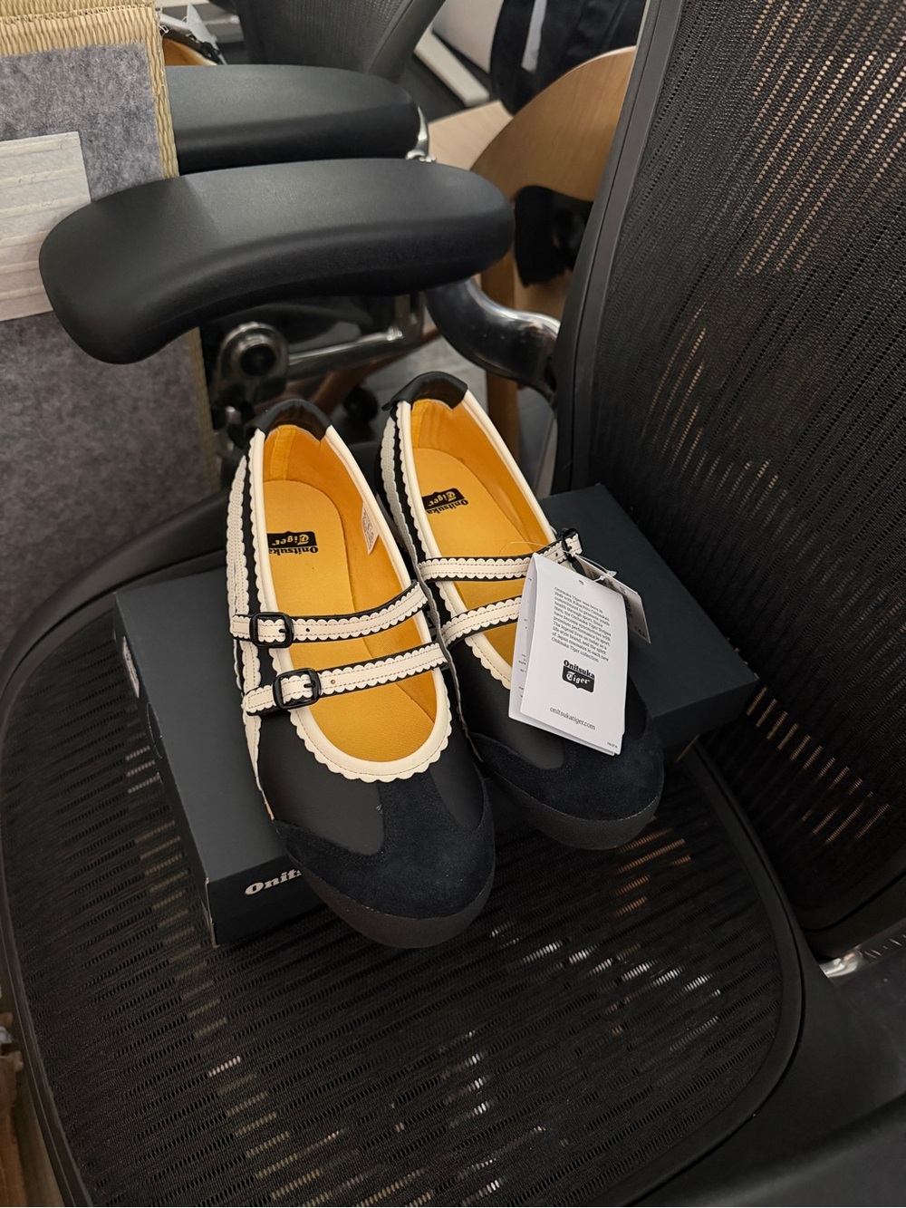 Onitsuka Tiger Black and Cream Mary Jane Loafers